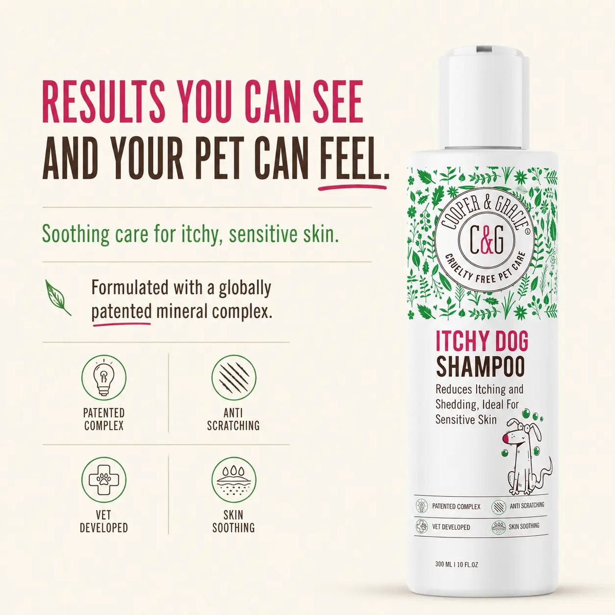 Cooper and Gracie Dead Sea Itchy Dog Shampoo – 300Ml | Soothes Irritation & Supports Skin Hygiene Grooming Products Calming