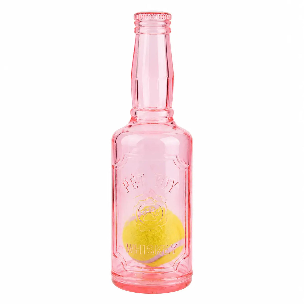 1Pc Dog Chew Toy with Tennis Ball, TPR Bottle-Shaped Interactive Dog Toy for Small Medium Dogs, Durable Fetch and Tug Toy for Indoor Outdoor Play, Puppy Teething, Exercise, Training and Boredom Relief