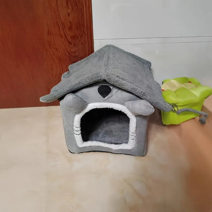 Semi-Enclosed Cat House, All-Season Pet Bed, Small Pet Shelter, Washable Pet Supplies