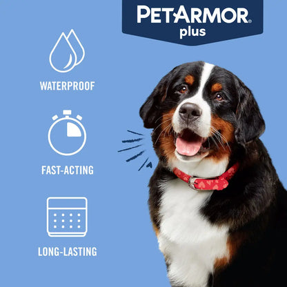 Petarmor plus Flea and Tick Prevention for Dogs and Cats, Waterproof Topical Treatment, Available in Small to X-Large Sizes in 3 Month Supply