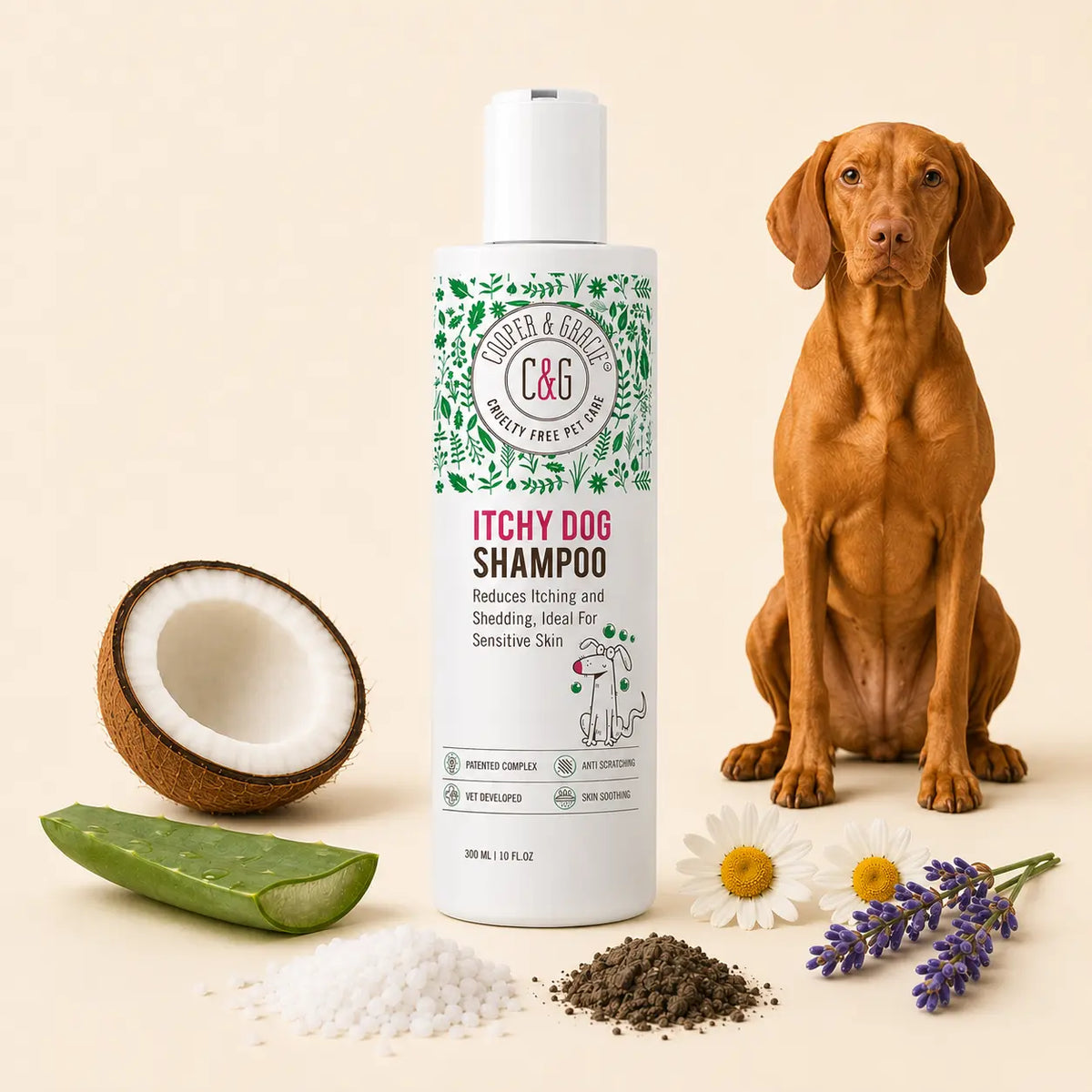 Cooper and Gracie Dead Sea Itchy Dog Shampoo – 300Ml | Soothes Irritation & Supports Skin Hygiene Grooming Products Calming