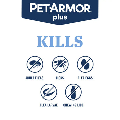 PetArmor Plus kills adult fleas, ticks, flea eggs, flea larvae and chewing lice