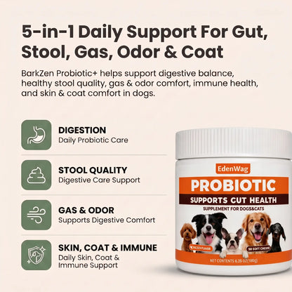 In-Stock Dog Probiotic Chewables - Canine Nutritional Supplement with Multivitamins, Fructooligosaccharide, Delicious Chicken Flavor, 6.35 Oz (180G), 90 Soft Chews for All Ages Puppy Intestinal Flora Balance, Healthy Stomach & Daily Wellness, Sohochic