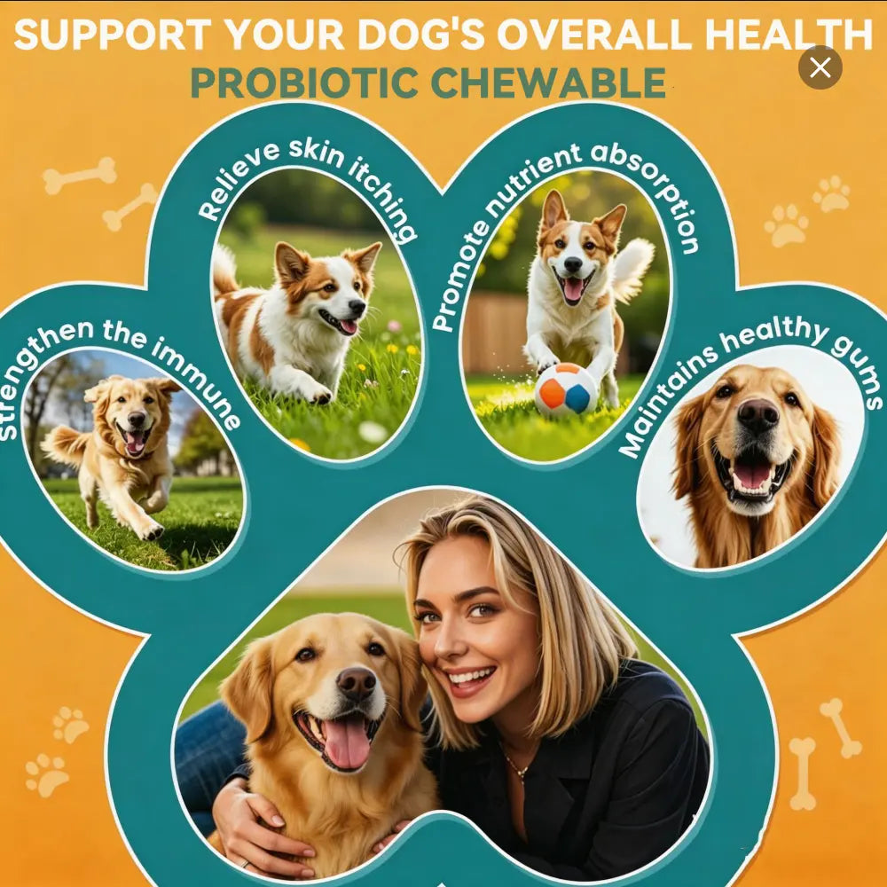 In-Stock Dog Probiotic Chewables - Canine Nutritional Supplement with Multivitamins, Fructooligosaccharide, Delicious Chicken Flavor, 6.35 Oz (180G), 90 Soft Chews for All Ages Puppy Intestinal Flora Balance, Healthy Stomach & Daily Wellness, Sohochic
