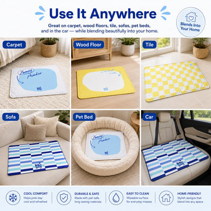 Pet cooling mat used on carpet, wood floor, tile, sofa, pet bed and car