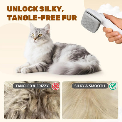 Dog & Cat Self-Cleaning Deshedding Slicker Comb - Universal 1-Click Release Brush for Shed Control, Easy Clean, No Hair Picking